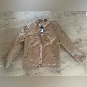 Men’s Faux Leather Moto Guess Leather -Macademia/wet sand color